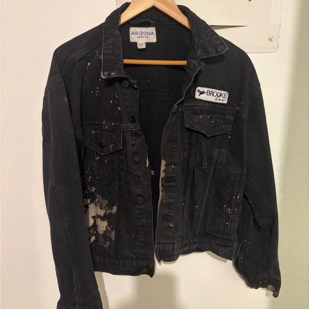 Black Denim Jacket with Distressed Details